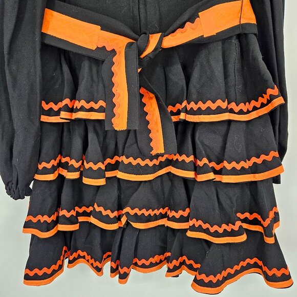 Western Boho Dress Extra Large Midi Dance Ruffle Layer Pleated Belt Long Sleeve - Picture 6 of 8